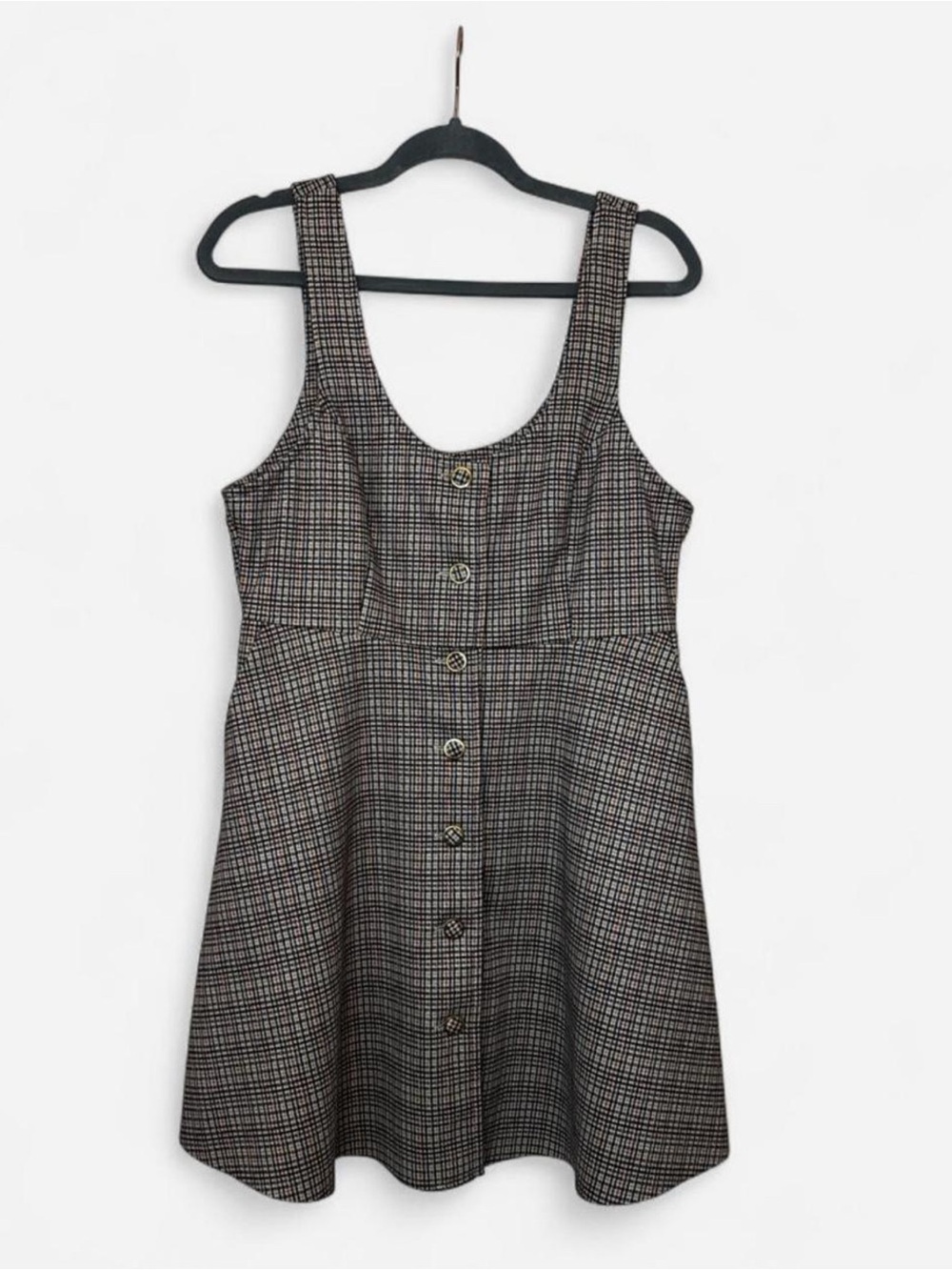 Zara Plaid Button-Front Mini Dress